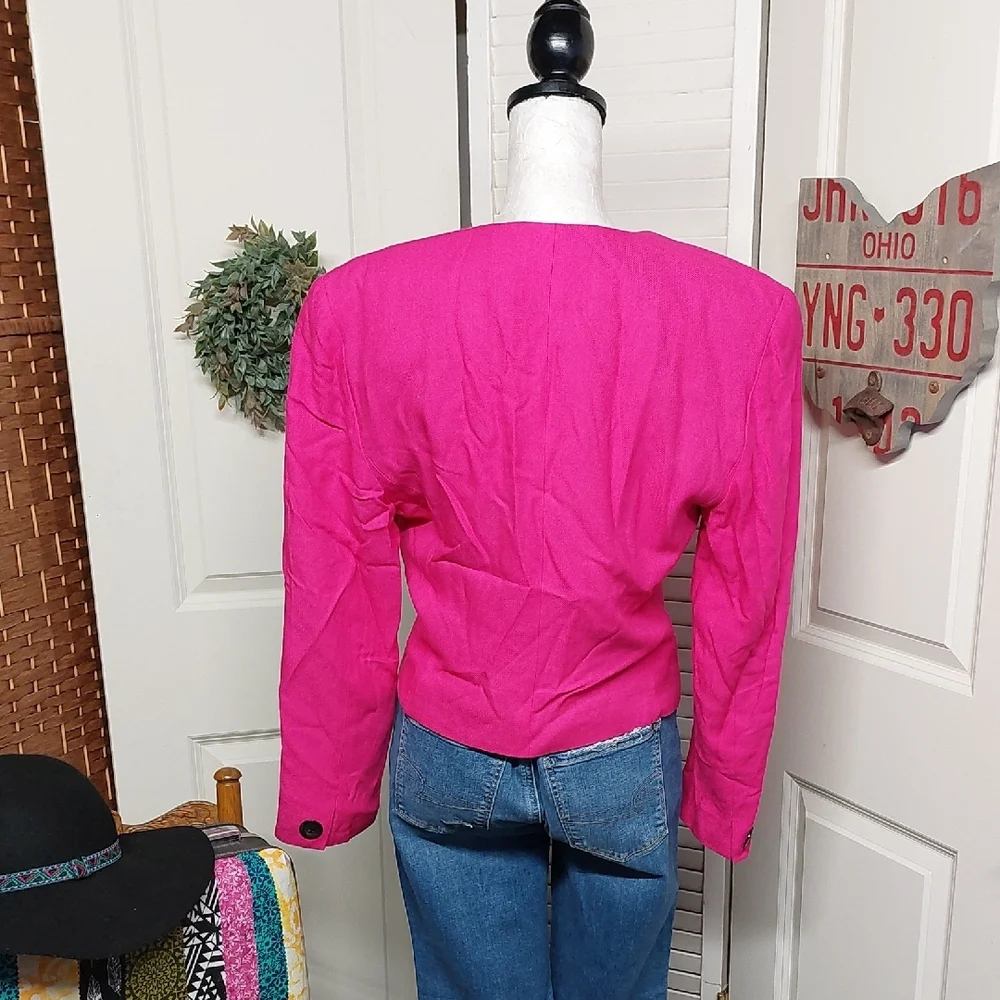 Vintage 1980s Hot Pink Women's Blazer Whitley Gilbert Vibes - Picture 3 of 6